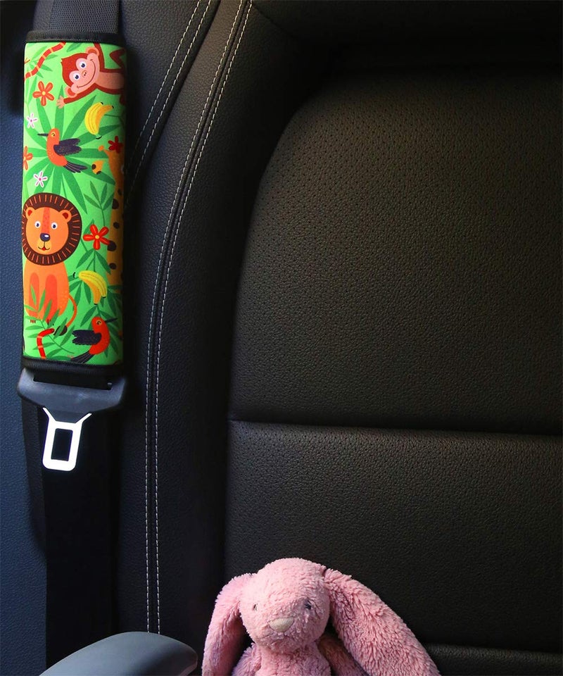 YR Seat Belt Cover for Kids, Soft Comfort Seat Belt Cushion for Children, Cute Cartoon Pattern Car Seat Belt Pads Cover for Girls and Boys, 1 Pack, Jungle - Image 3